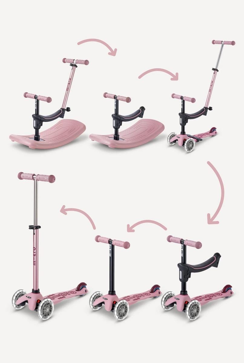 Micro Kickboard Mini Deluxe Rock & Go LED Scooter - Dusty Rose - MMD386