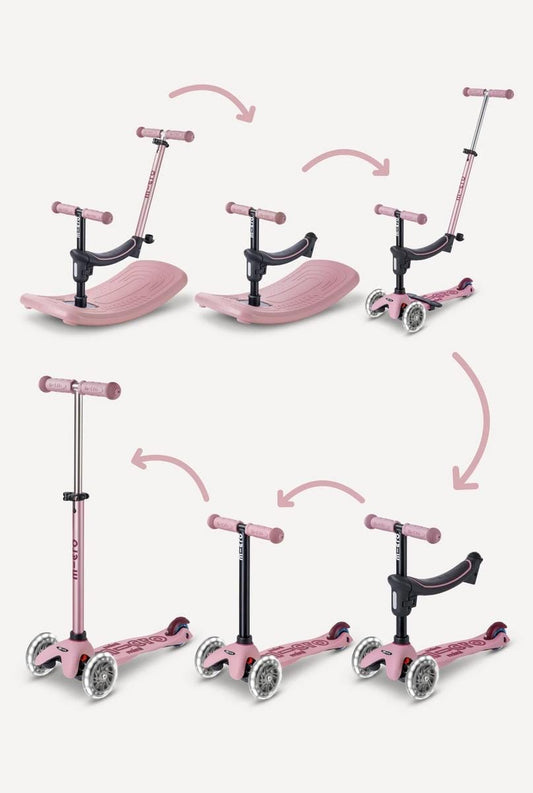Micro Kickboard Mini Deluxe Rock & Go LED Scooter - Dusty Rose - MMD386