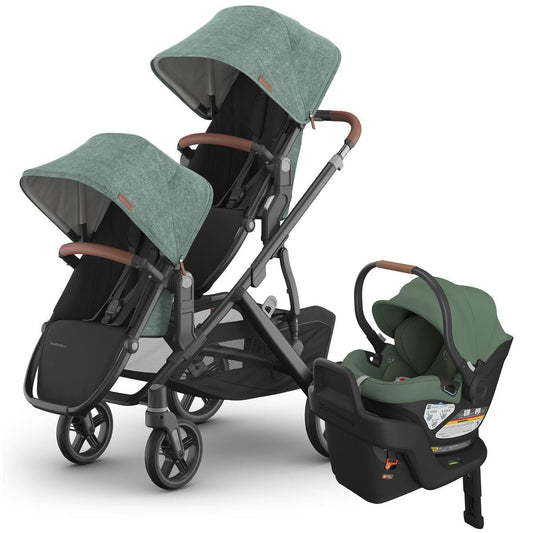 UPPAbaby Vista V3 Double Stroller with RumbleSeat V3 + Aria Travel System Bundle - Gwen / Gwen - DBL-V3-TRVL-ARIA-0303-VSO-NA-GWN