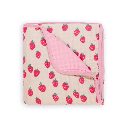 Itzy Ritzy Itzy Blanket 3 Layer Muslin Blanket - Strawberries & Cream - 752251728