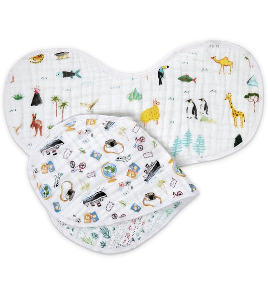 Aden + Anais Classic Burpy Bibs, 2 Pack - Around the World - 7066-AA