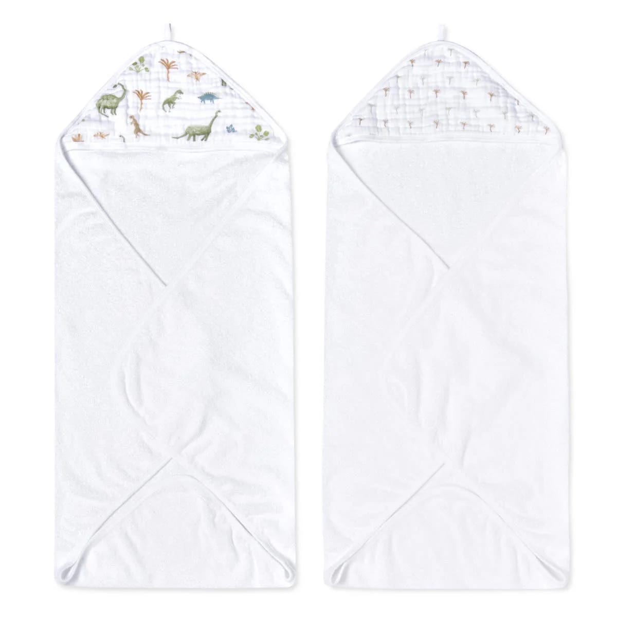 Aden + Anais Essentials Cotton Muslin Hooded Towels 2 pk - Dino Jungle - EHTC20025