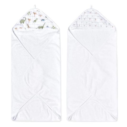 Aden + Anais Essentials Cotton Muslin Hooded Towels 2 pk - Dino Jungle - EHTC20025