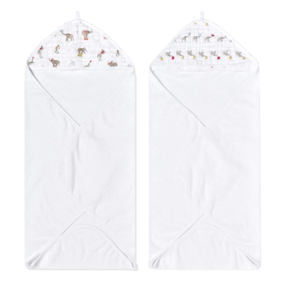 Aden + Anais Essentials Cotton Muslin Hooded Towels 2 pk - Elephant Circus - EHTC20027