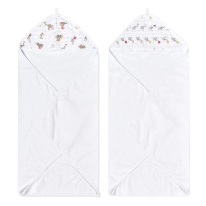 Aden + Anais Essentials Cotton Muslin Hooded Towels 2 pk - Elephant Circus - EHTC20027