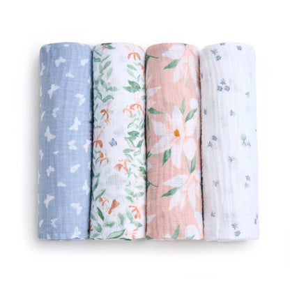 Aden + Anais Essentials Cotton Muslin Swaddle Blanket 4 pk - Butterfly Garden - ESWC40037