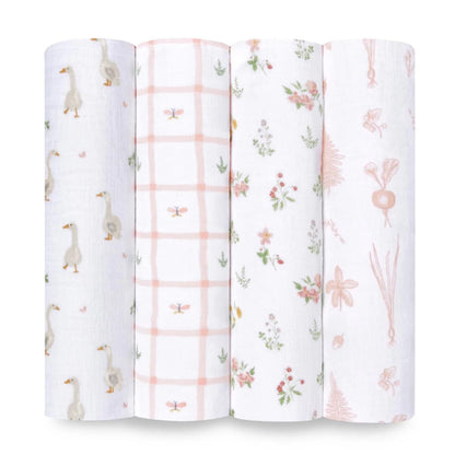 Aden + Anais Essentials Cotton Muslin Swaddle Blanket 4 pk - Country Floral - ESWC40031