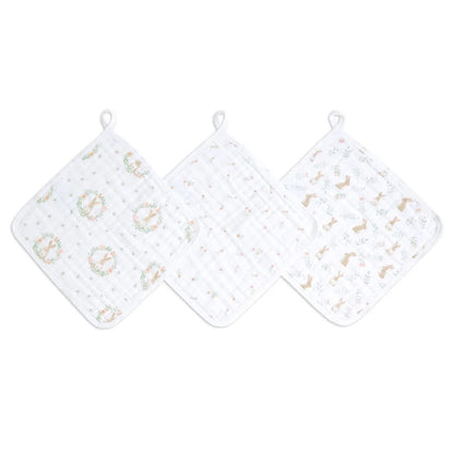 Aden + Anais Essentials Cotton Muslin Washcloths 3 pk - Blushing Bunnies - EWCC30013