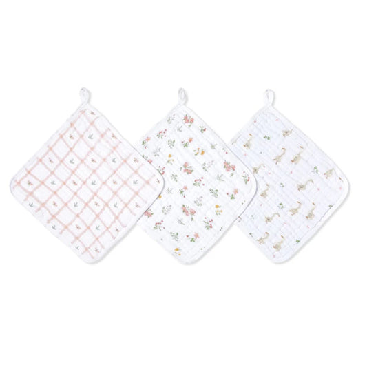 Aden + Anais Essentials Cotton Muslin Washcloths 3 pk - Country Floral - EWCC30016