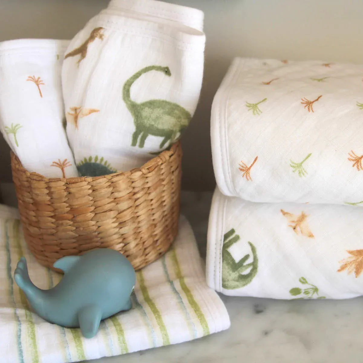 Aden + Anais Essentials Cotton Muslin Washcloths 3 pk - Dino Jungle - EWCC30015