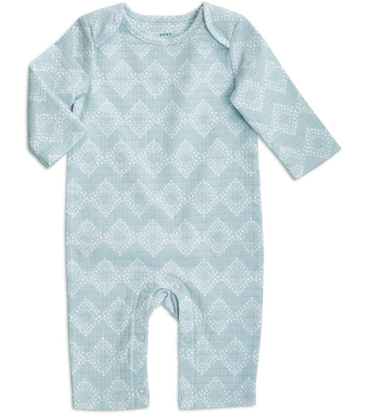 Aden + Anais Long Sleeve Coverall - Ziggy Geo, Blue (6-9 Months) - 30721