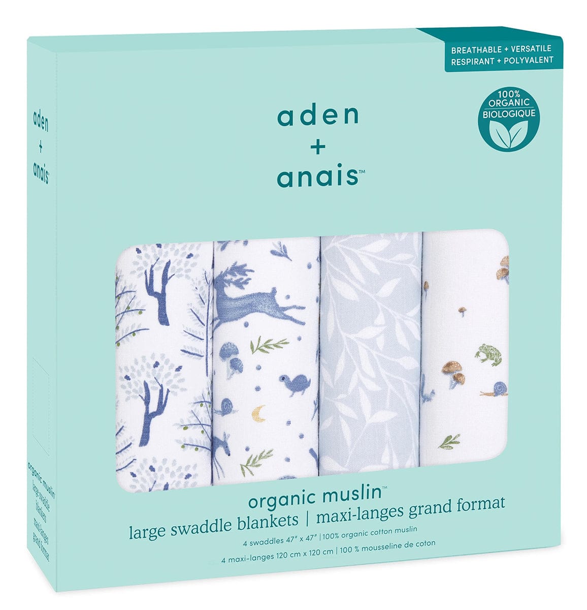 Aden + Anais Organic Cotton Swaddles, 4 Pack - Outdoors - ASWO40002