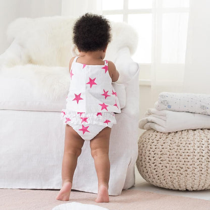 Aden + Anais Ruffle Bloomer - Shocking Pink Star (9-12 Months) - 2853