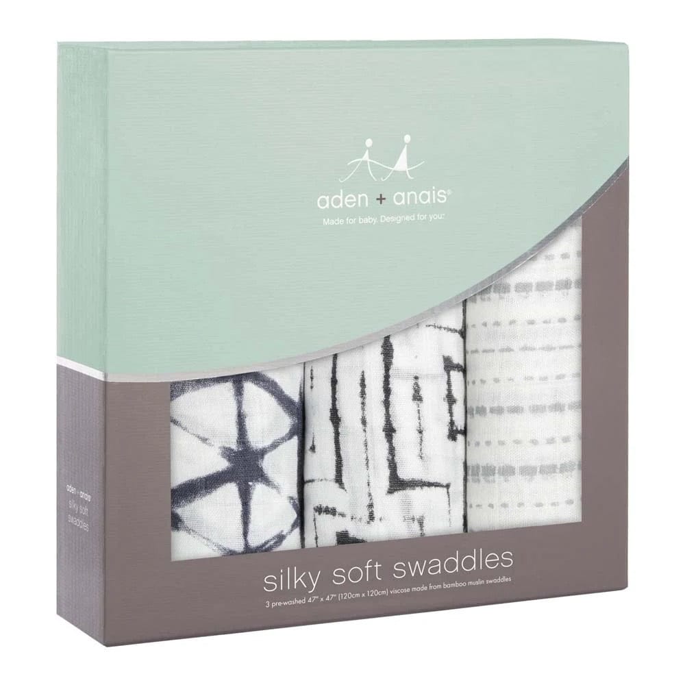 Aden + Anais Silky Soft Swaddles, 3 Pack - Pebble Shibori - 9215
