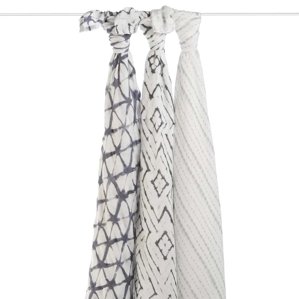 Aden + Anais Silky Soft Swaddles, 3 Pack - Pebble Shibori - 9215