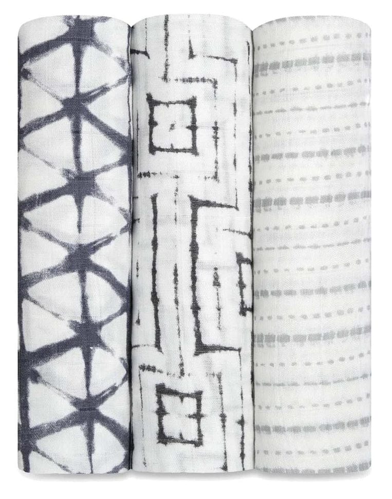 Aden + Anais Silky Soft Swaddles, 3 Pack - Pebble Shibori - 9215