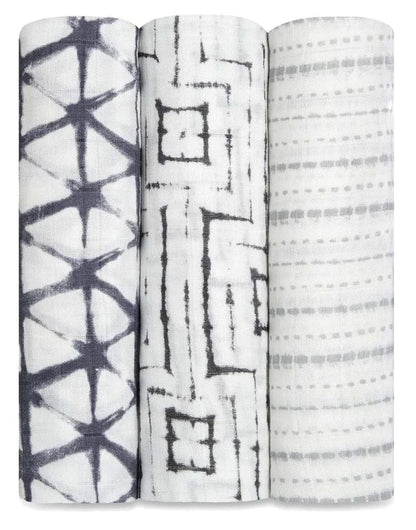 Aden + Anais Silky Soft Swaddles, 3 Pack - Pebble Shibori - 9215