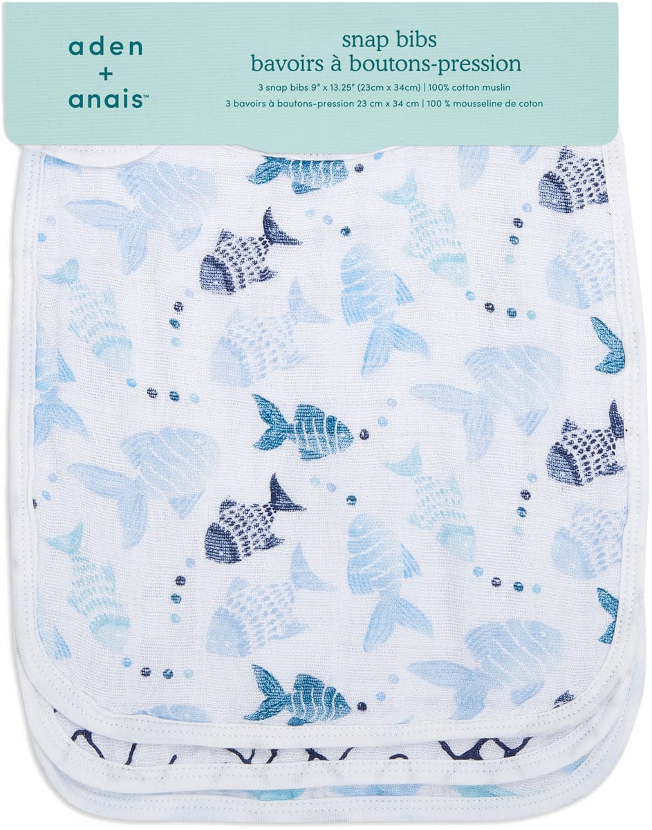 Aden + Anais Snap Bibs, 3 Pack - Gone Fishing - ASNC30002