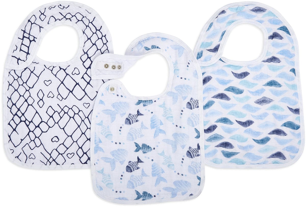 Aden + Anais Snap Bibs, 3 Pack - Gone Fishing - ASNC30002