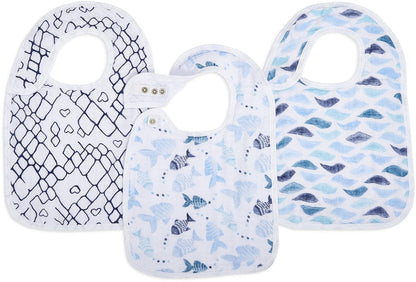 Aden + Anais Snap Bibs, 3 Pack - Gone Fishing - ASNC30002