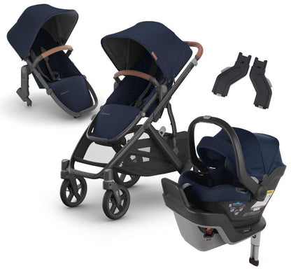 UPPAbaby VISTA V3 Double Stroller with V2+ Rumbleseat + MESA MAX Travel System Bundle - Noa / Noa - DBLTRVL-MAX-0303-VSO-NA-NOA