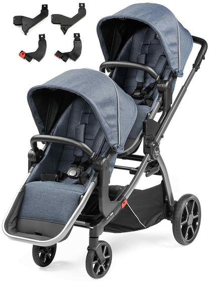 Agio by Peg Perego Z4 Double Stroller Bundle - Blue Mirage