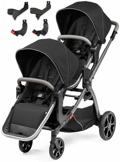 Agio by Peg Perego Z4 Double Stroller Bundle - Black Pearl - IP1528BX00BA13PL63-DBL