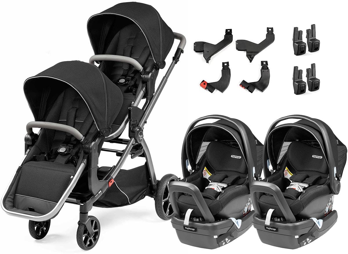 Agio by Peg Perego Z4 + Primo Viaggio 4-35 Nido Twin Travel System - Black Pearl - IP1528BX00BA13PL63-TWIN-TS