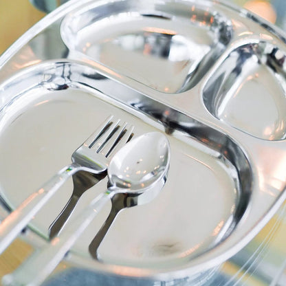 Ahimsa Stainless Steel Balanced Bites Plates (Set of 4) - Classic - SPLA-108-CLA