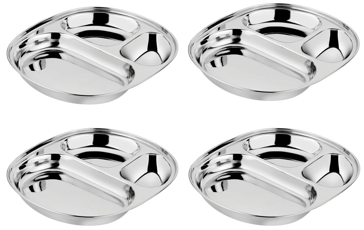 Ahimsa Stainless Steel Balanced Bites Plates (Set of 4) - Classic - SPLA-108-CLA