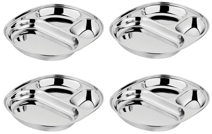 Ahimsa Stainless Steel Balanced Bites Plates (Set of 4) - Classic - SPLA-108-CLA