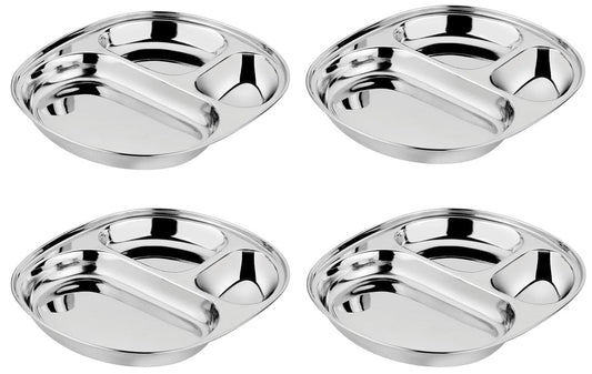 Ahimsa Stainless Steel Balanced Bites Plates (Set of 4) - Classic - SPLA-108-CLA