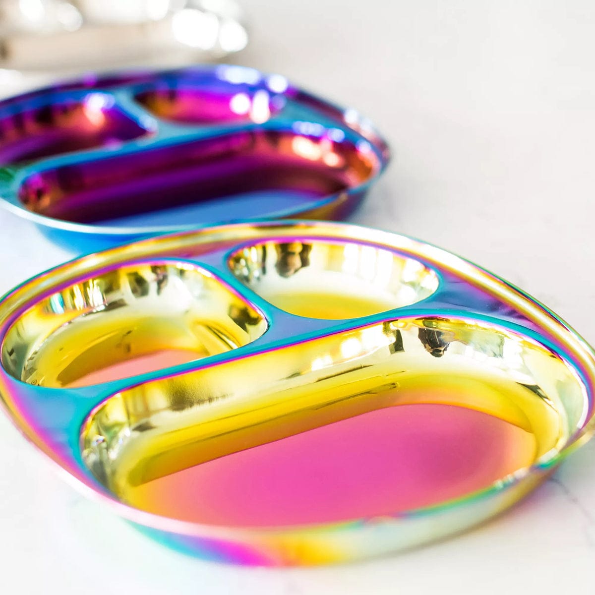 Ahimsa Stainless Steel Balanced Bites Plates (Set of 4) - Rainbow - SPLA-108-RNB