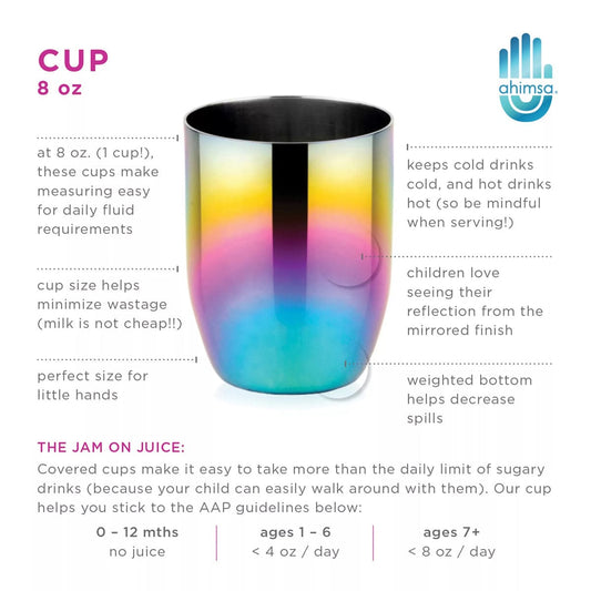 Ahimsa Stainless Steel Conscious Cups (Set of 4) - Iridescent Blue - SCUP-108-BLU