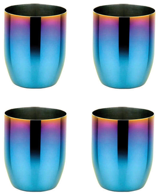 Ahimsa Stainless Steel Conscious Cups (Set of 4) - Iridescent Blue - SCUP-108-BLU