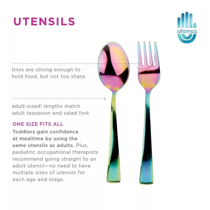Ahimsa Stainless Steel Mindful Mealtime Set - Iridescent Blue - CHI-108-BLU