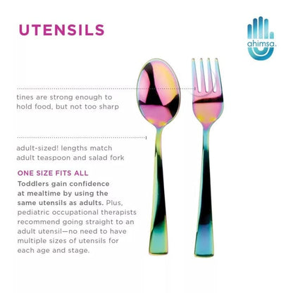 Ahimsa Stainless Steel Mindful Mealtime Set - Iridescent Blue - CHI-108-BLU