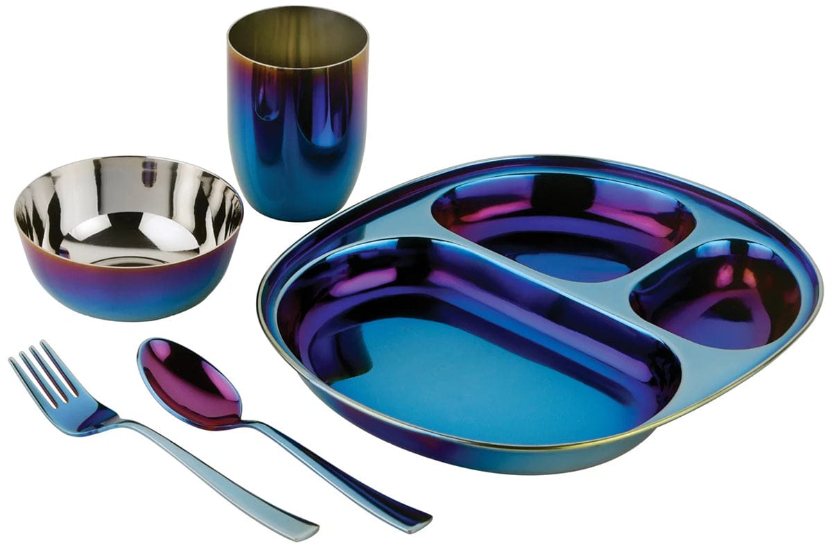 Ahimsa Stainless Steel Mindful Mealtime Set - Iridescent Blue - CHI-108-BLU