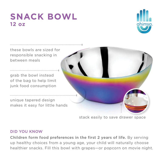 Ahimsa Stainless Steel Smart Snacking Bowls (Set of 4) - Iridescent Blue - SBWL-108-BLU