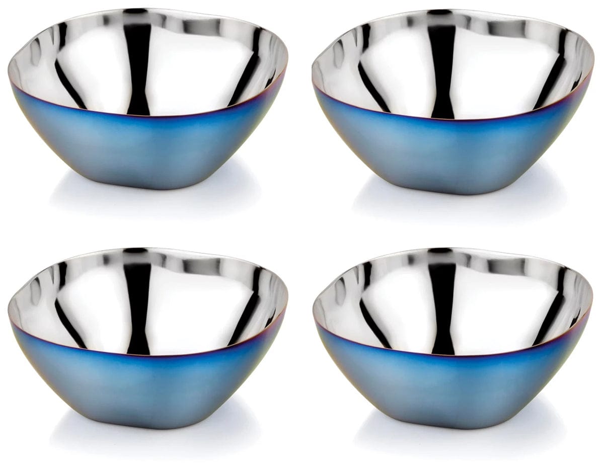 Ahimsa Stainless Steel Smart Snacking Bowls (Set of 4) - Iridescent Blue - SBWL-108-BLU