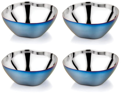 Ahimsa Stainless Steel Smart Snacking Bowls (Set of 4) - Iridescent Blue - SBWL-108-BLU