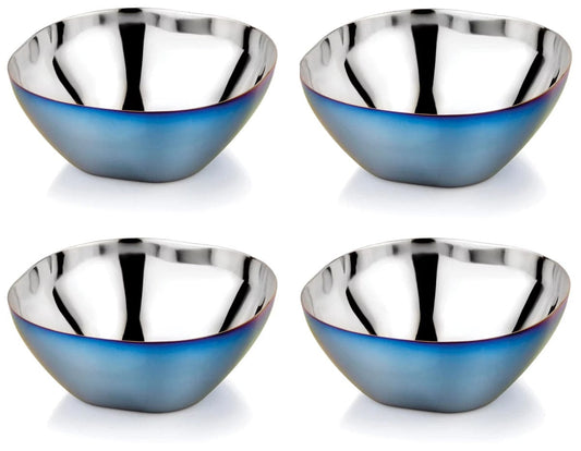 Ahimsa Stainless Steel Smart Snacking Bowls (Set of 4) - Iridescent Blue - SBWL-108-BLU