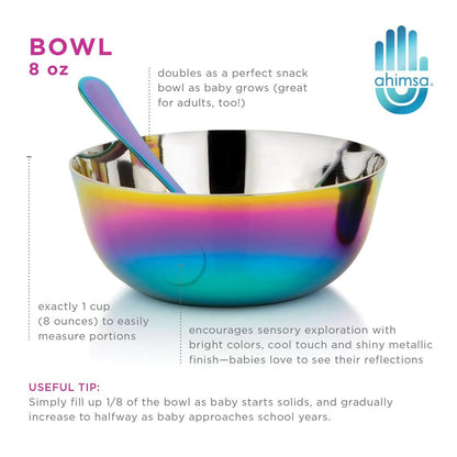 Ahimsa Stainless Steel Starting Solids Infant Set - Iridescent Blue - INF-108-BLU