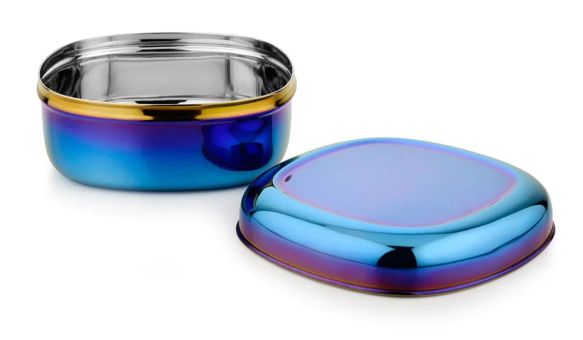 Ahimsa The Square Stainless Steel Food Container - Iridescent Blue - SQ30-300-BLU