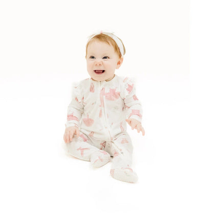 Angel Dear 2 Way Zipper  Ruffle Sleeves Footie -