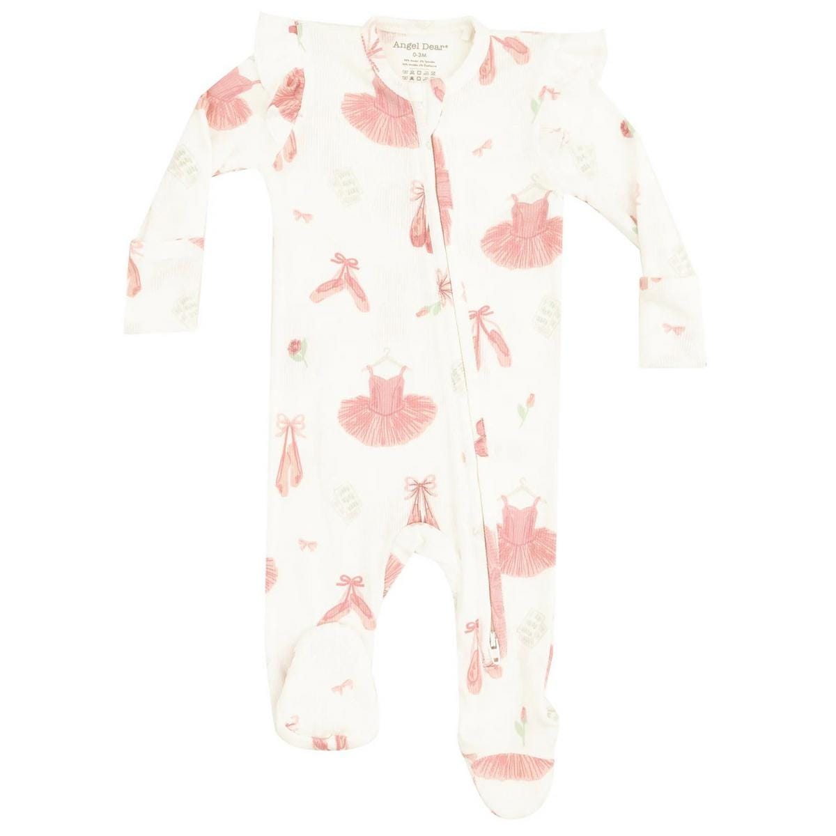 Angel Dear 2 Way Zipper  Ruffle Sleeves Footie - 726-S25-BTS-3-6M