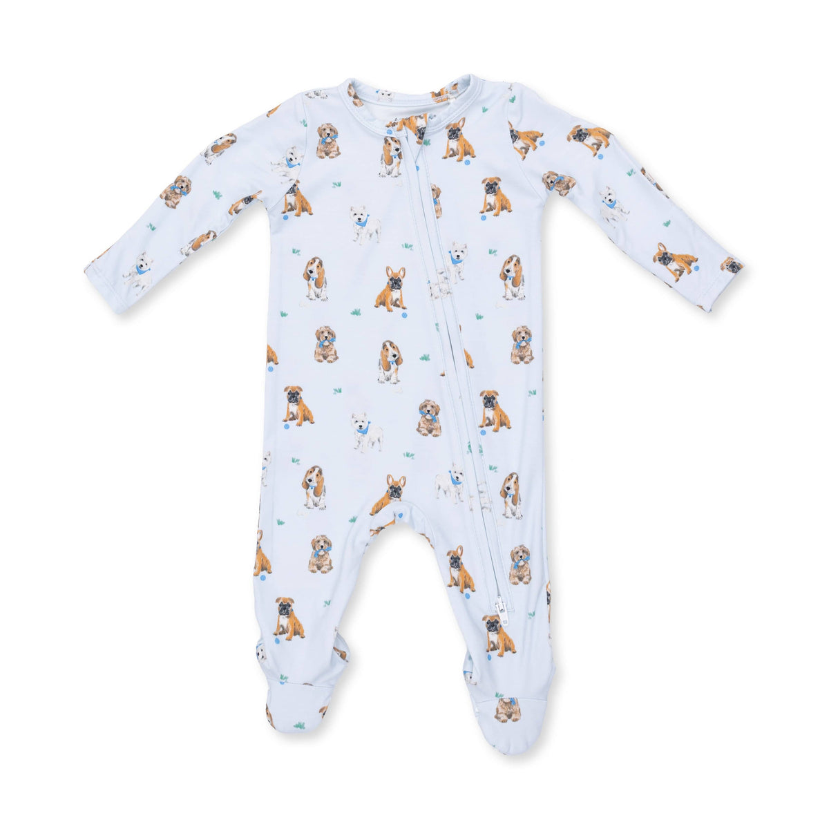 Angel Dear Bestie Dogs Blue 2 Way Zipper Footie, 3-6M
