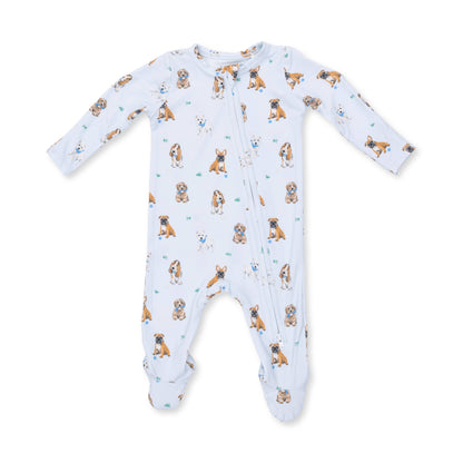 Angel Dear Bestie Dogs Blue 2 Way Zipper Footie, NB
