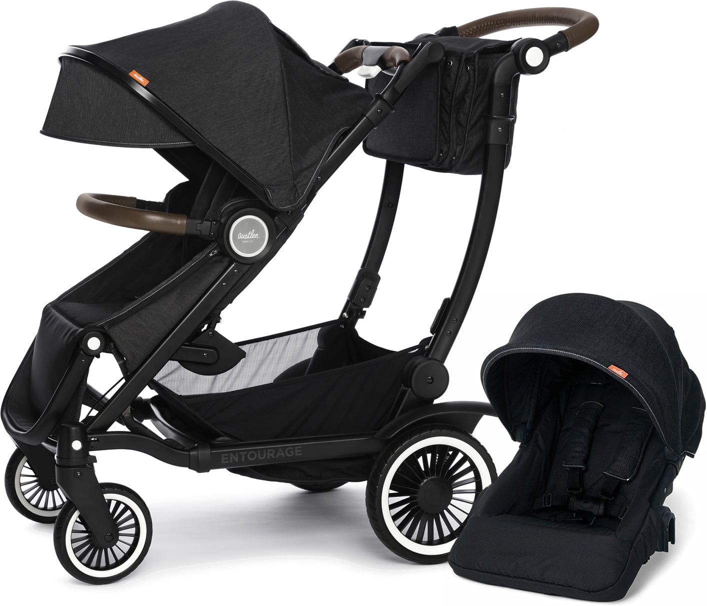 Austlen Entourage Double Stroller - Black / Black - ST-EBSE-BK