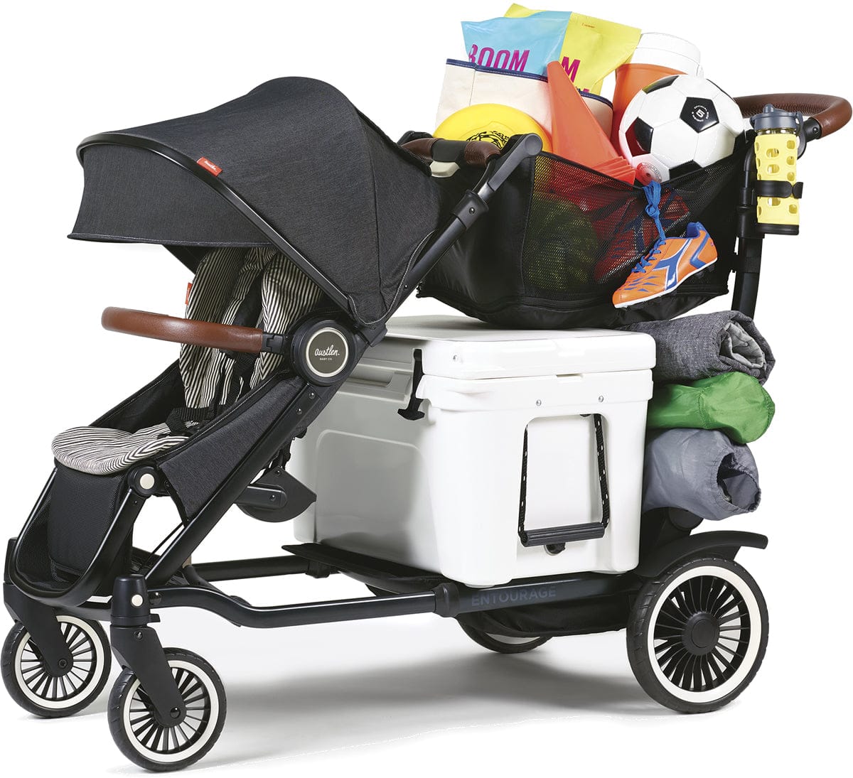 Austlen Entourage Double Stroller - Silver / Navy - ST-ENSE-NV